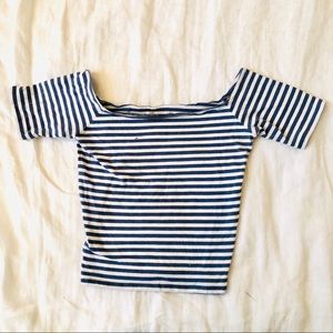 Cropped off the shoulder, Abercrombie & Fitch top.